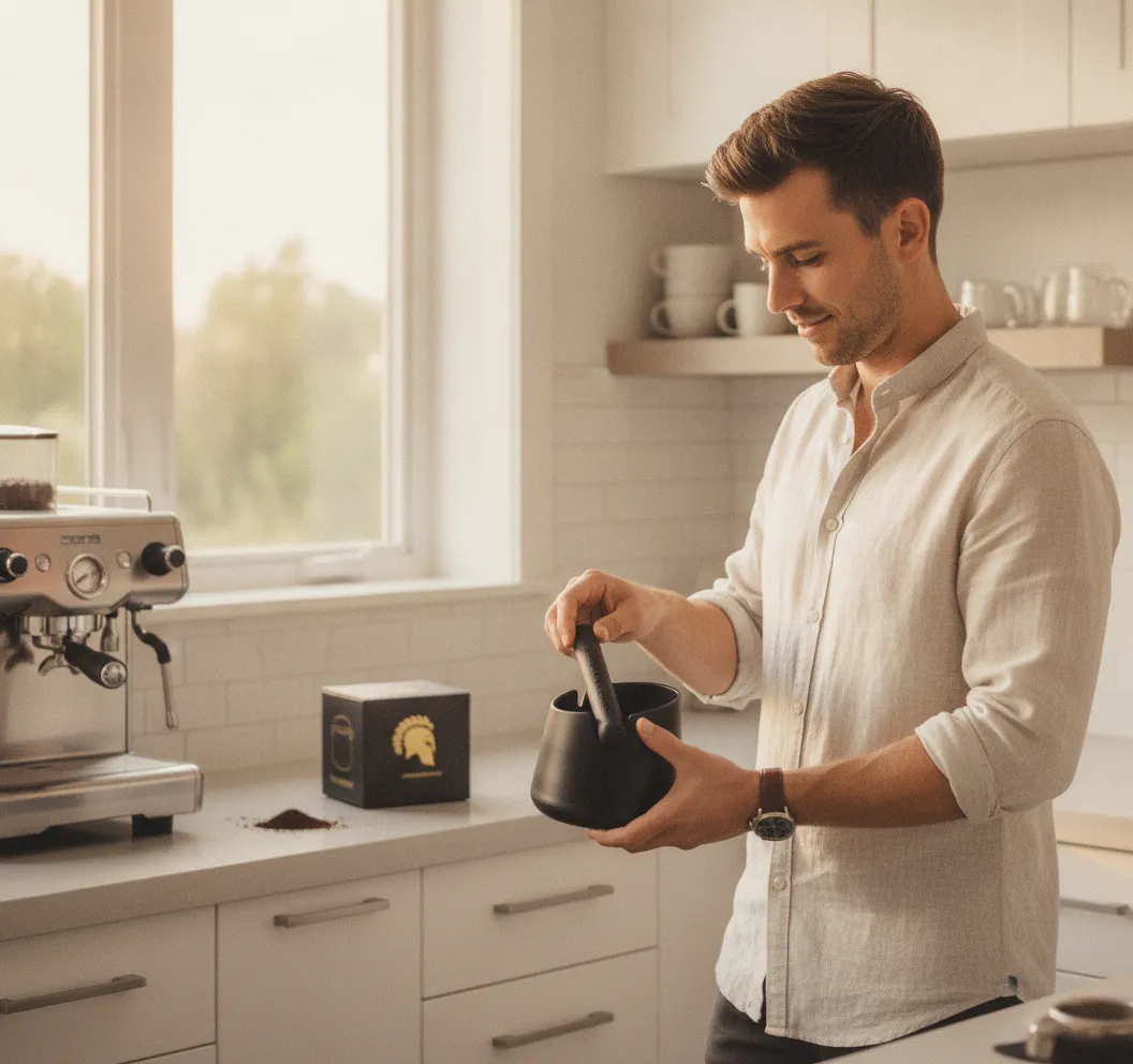 Abklopfbehälter im Café – Kaffeesatz aus dem Siebträger – Bild 3