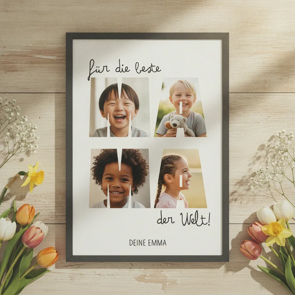 Bilderrahmen mit Fotocollage in A4 oder A3 – Geschenkidee für Mama – Bild 11
