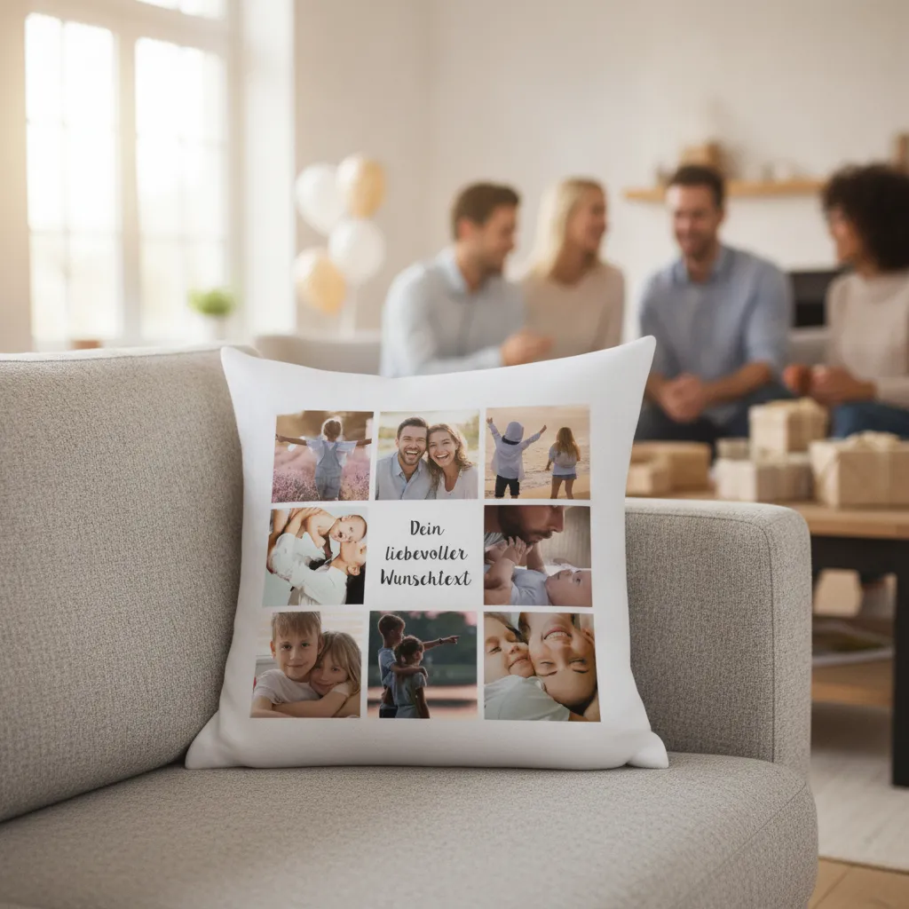 Familienfotos als Kissen – Geschenkidee zum Einzug oder Umzug