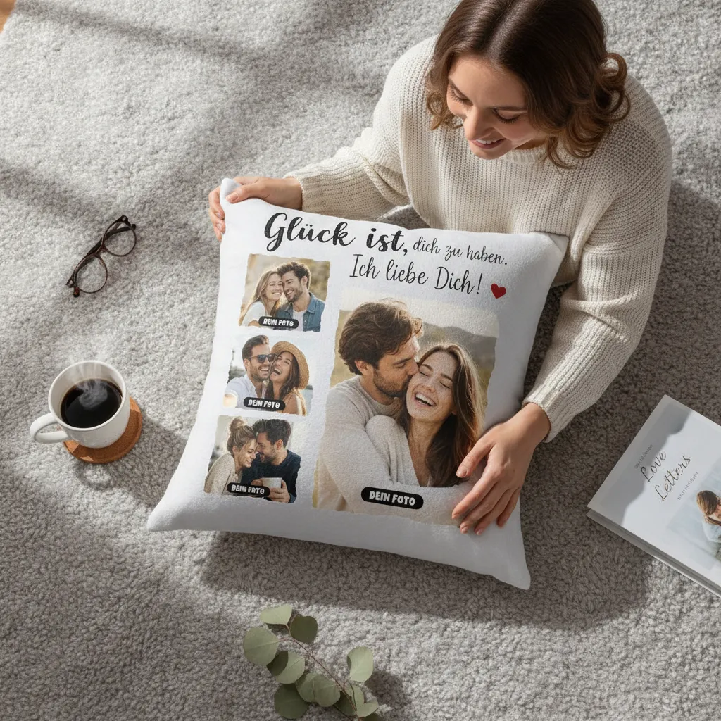 Personalisierte Kuscheldecke mit 4 Fotos – Geschenk zum Jahrestag