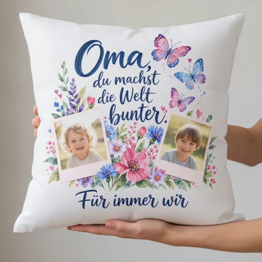 Personalisiertes Kissen zum Geburtstag der Oma – Bild 3
