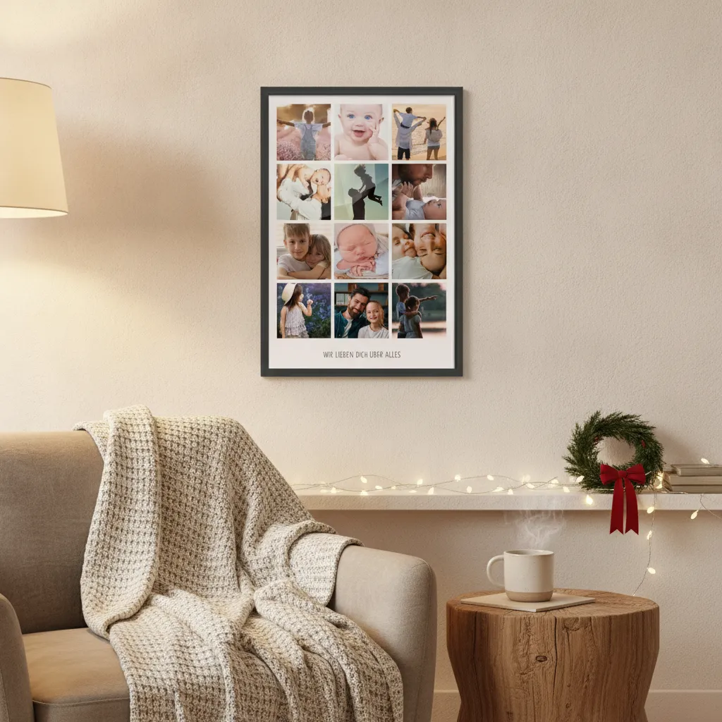Weihnachtsgeschenk für Mama: gerahmtes Bild mit Familienfotos