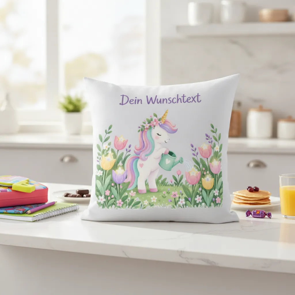 Einhorn Kissen mit Namen – Geschenk zum Geburtstag für Mädchen – Bild 4