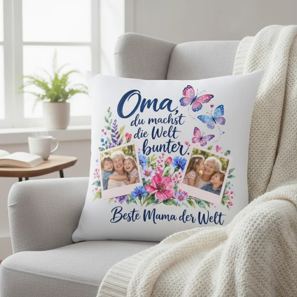 Personalisiertes Kissen zum Geburtstag der Oma – Bild 2