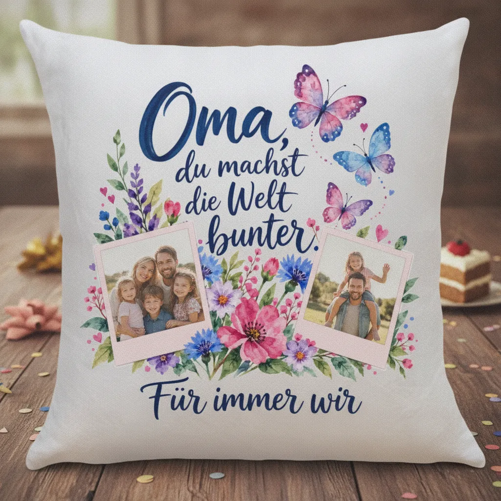 Personalisiertes Kissen zum Geburtstag der Oma