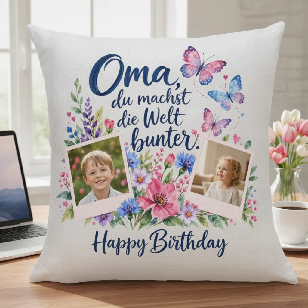 Personalisiertes Kissen zum Geburtstag der Oma – Bild 11