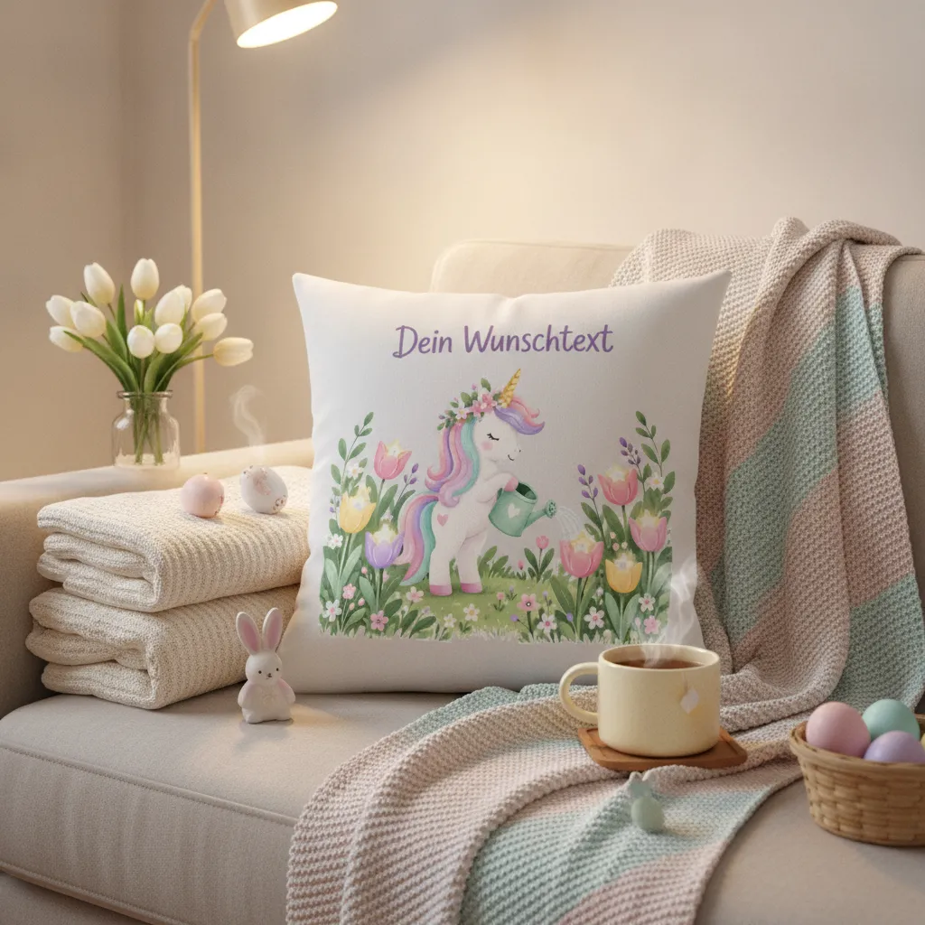 Einhorn Kissen mit Namen – Geschenk zum Geburtstag für Mädchen – Bild 5