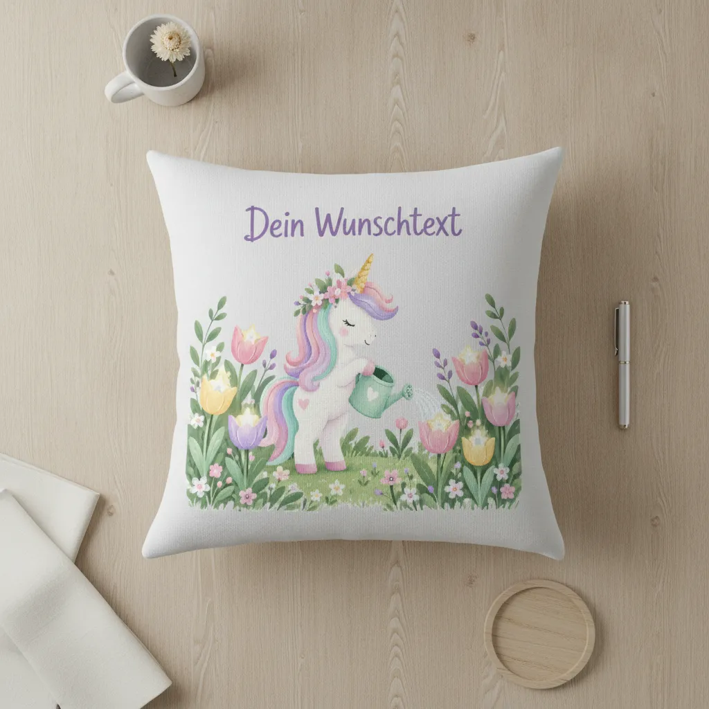 Einhorn Kissen mit Namen – Geschenk zum Geburtstag für Mädchen – Bild 3