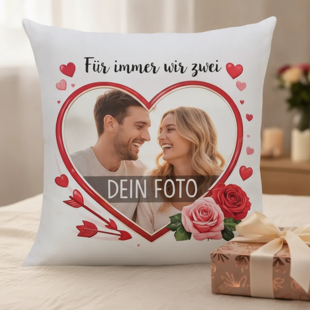 Fotokissen mit Herzrahmen – personalisiert zum Jahrestag – Bild 5