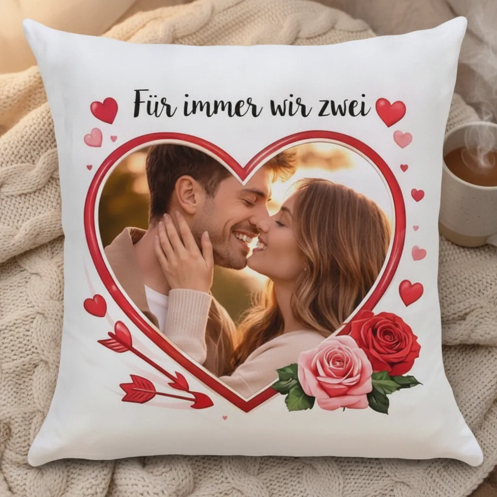 Fotokissen mit Herzrahmen – personalisiert zum Jahrestag – Bild 6