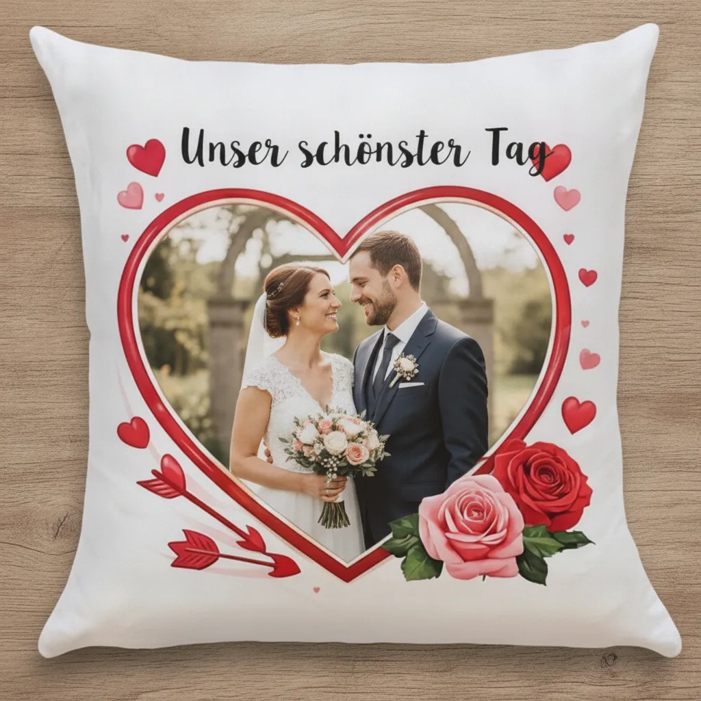 Fotokissen mit Herzrahmen – personalisiert zum Jahrestag – Bild 10