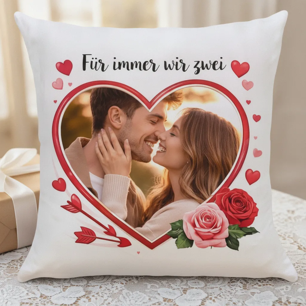 Fotokissen zur Hochzeit mit eigenem Bild und Namen