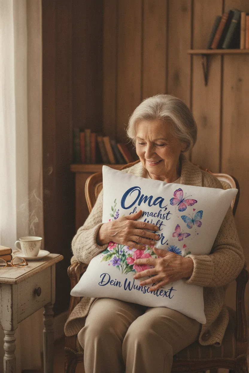 Weihnachtsgeschenk fuer Oma: personalisiertes Spruchkissen – Bild 2