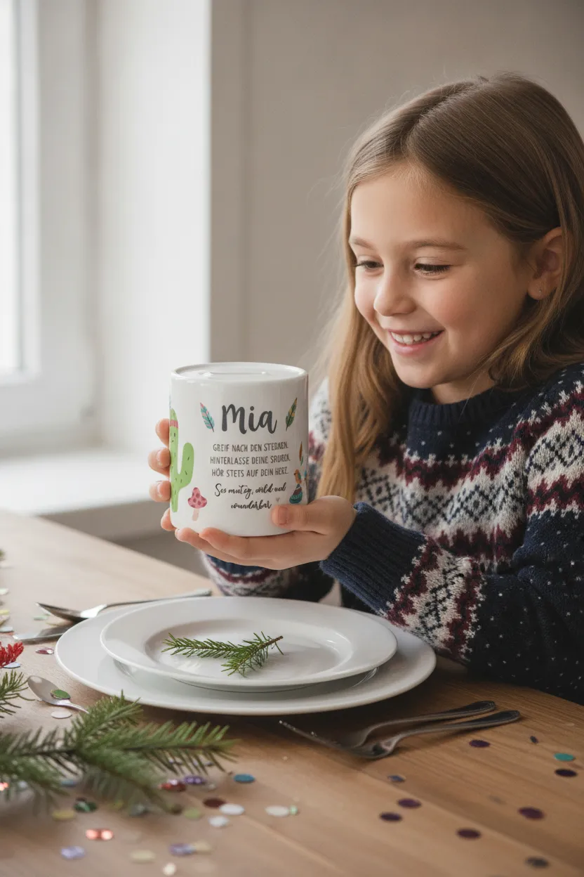 Boho Spardose in Weiß, Grün und Rosa fürs Kinderzimmer – Bild 4