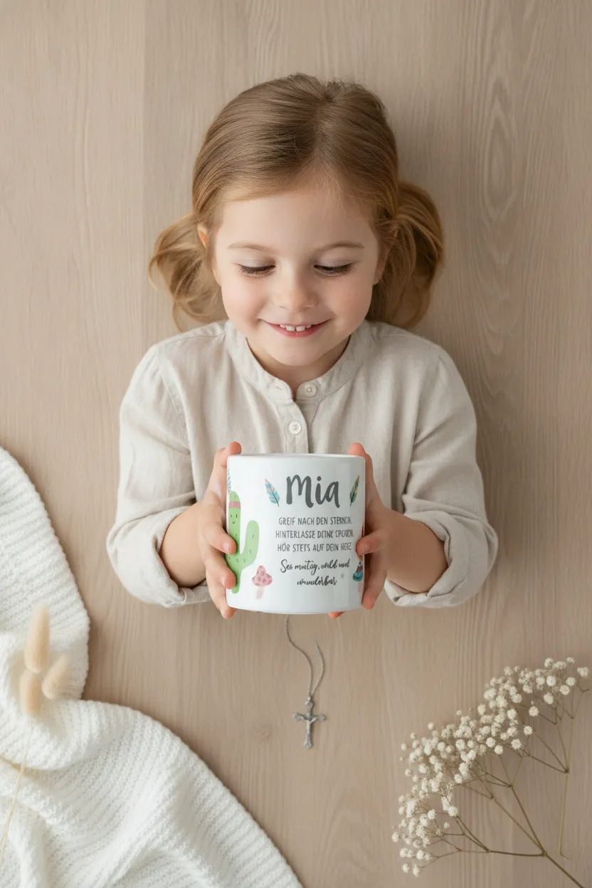 Boho Spardose in Weiß, Grün und Rosa fürs Kinderzimmer – Bild 10