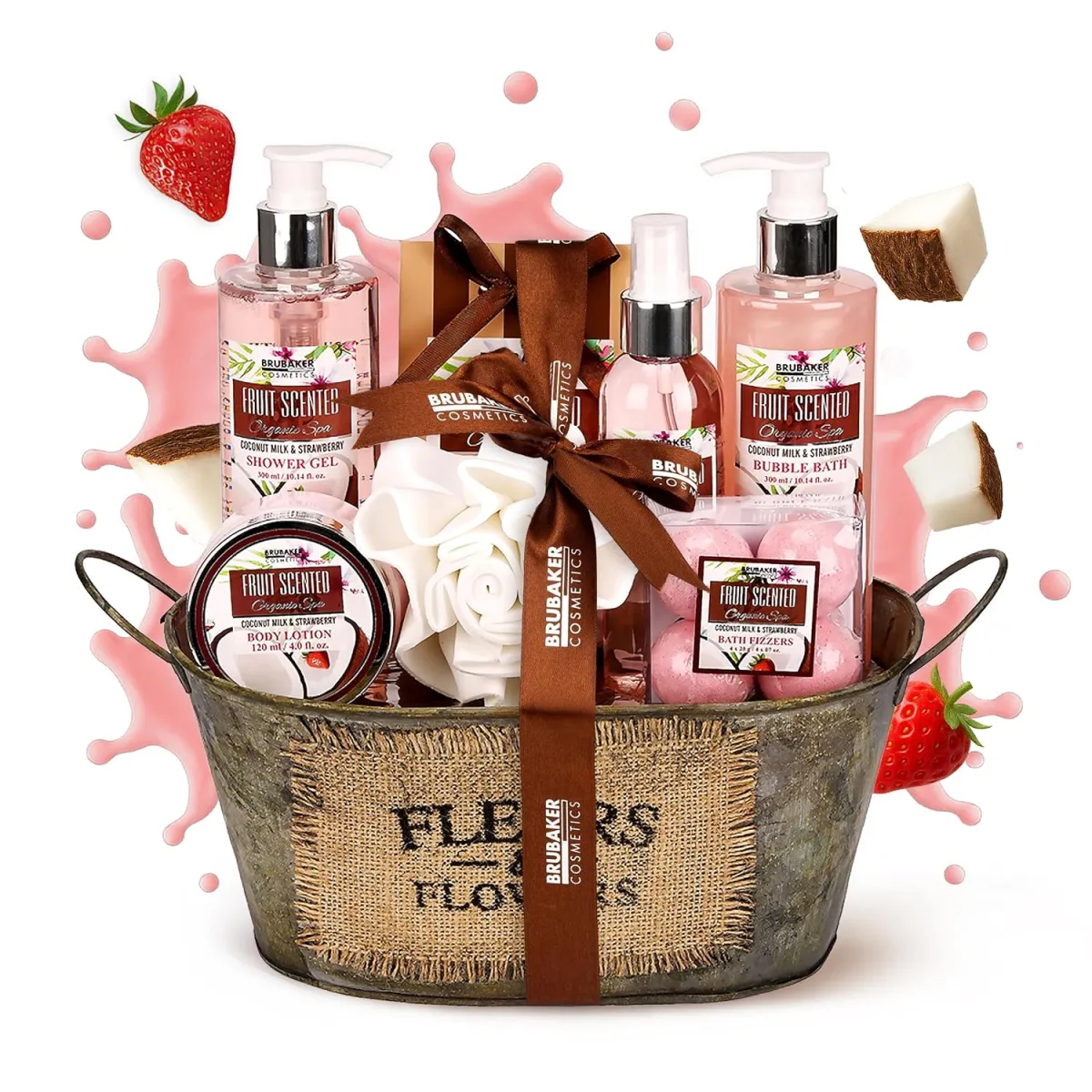 Bade-Set mit Kokos-Erdbeer-Duft als Wellness-Geschenk