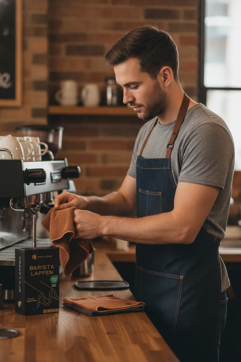 Barista Legends Mikrofasertücher in Braun für die Siebträgermaschine