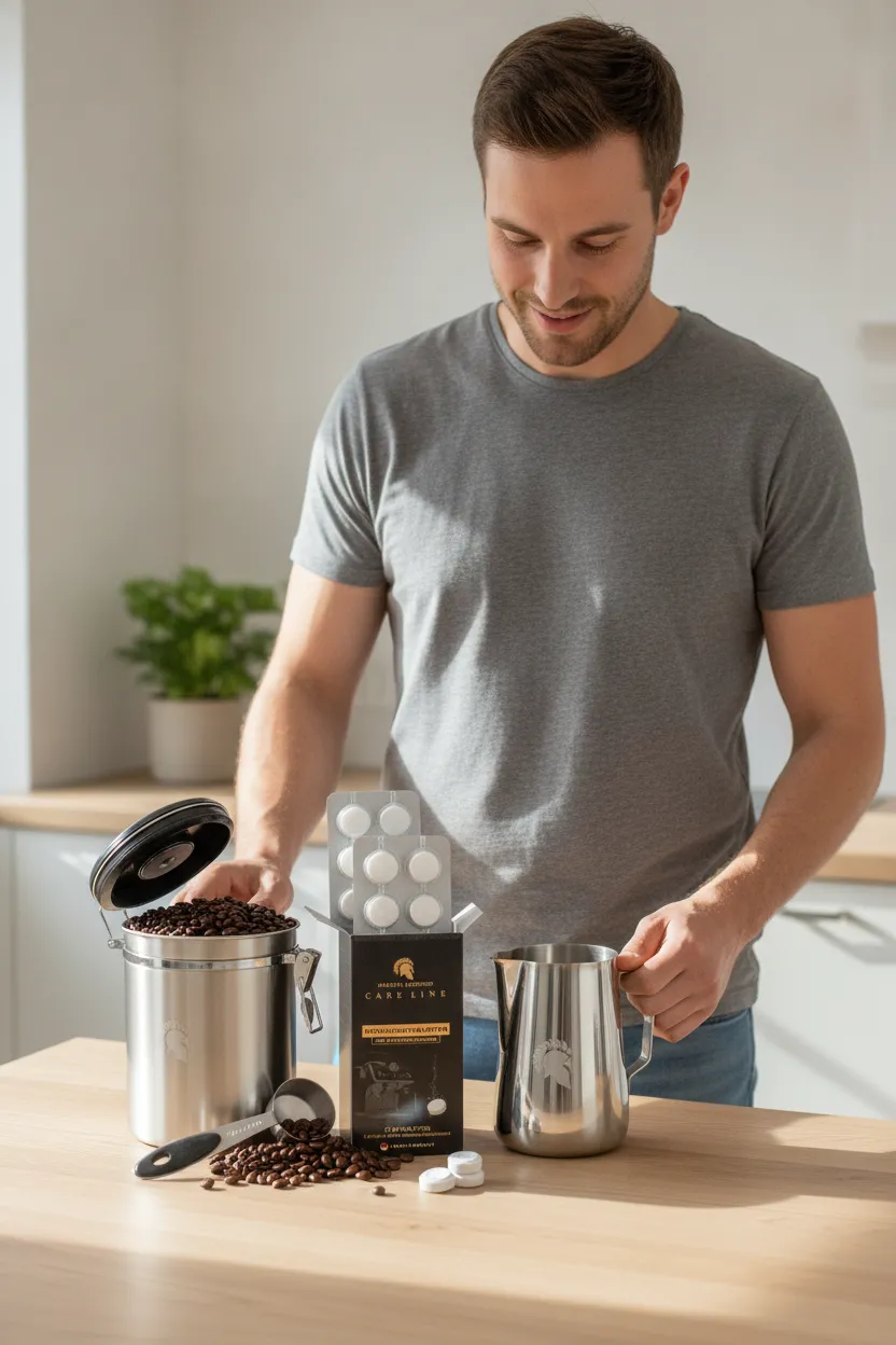 Barista Legends Set: Kaffeedose, Milchkännchen und Reinigungstabs