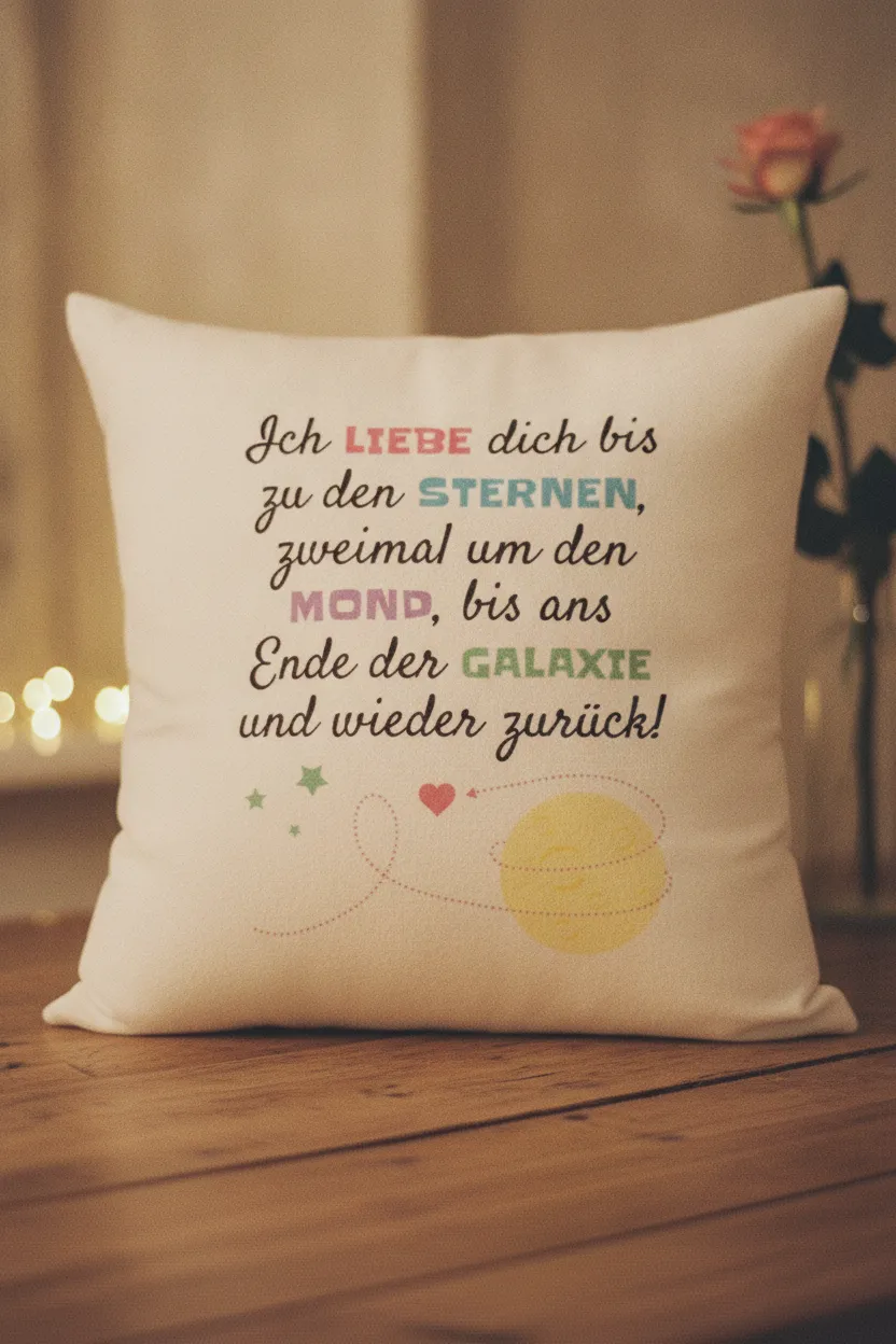 Dekokissen Liebe um den Mond in Weiß und Gelb – Bild 2