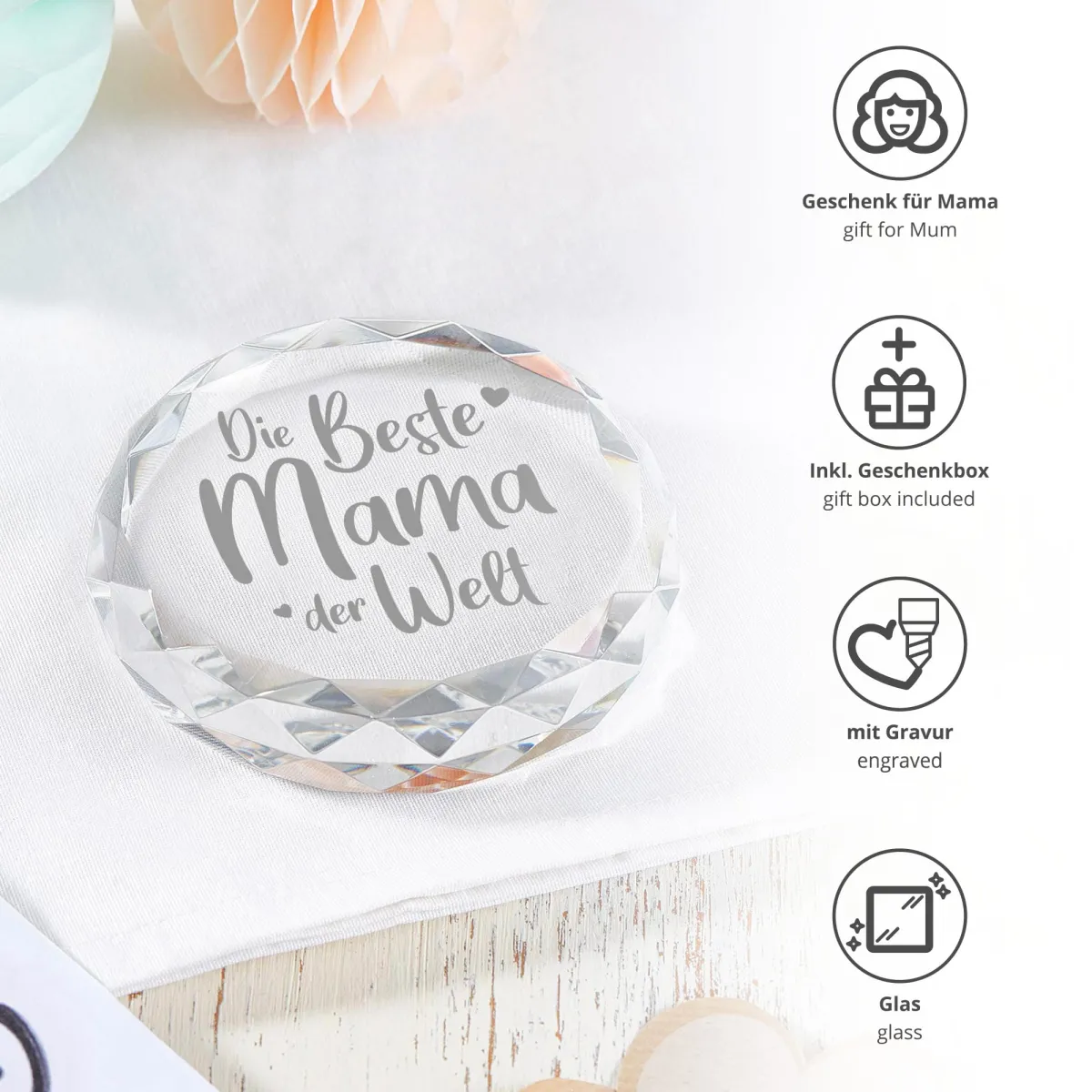 Deko-Kristall mit Gravur – Geschenk für Mama – Bild 3