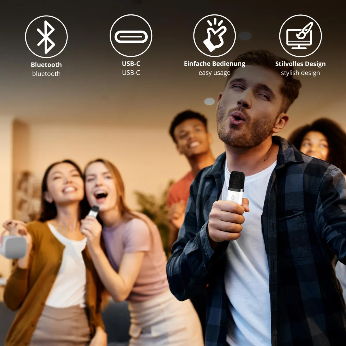 Mobile Karaokemaschine mit zwei Mikrofonen – Bild 3