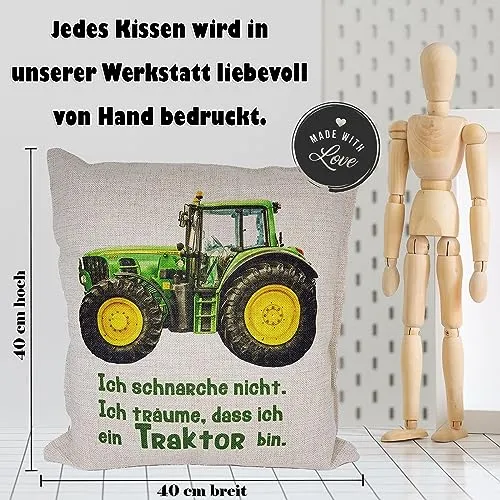 Dekokissen mit Traktor-Spruch für Schnarcher – Bild 3