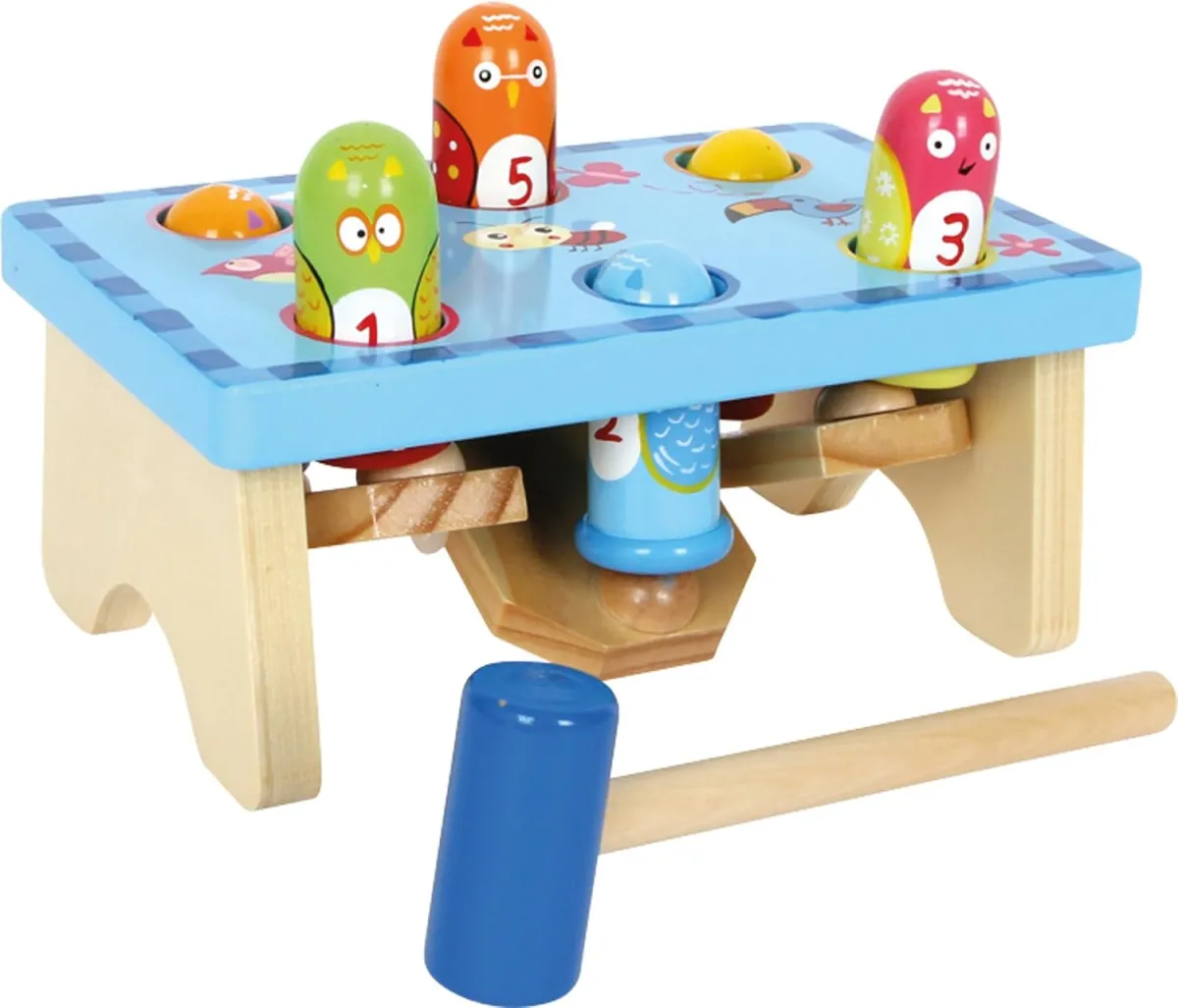 Bunte Klopfbank aus Holz für Kleinkinder ab 18 Monaten