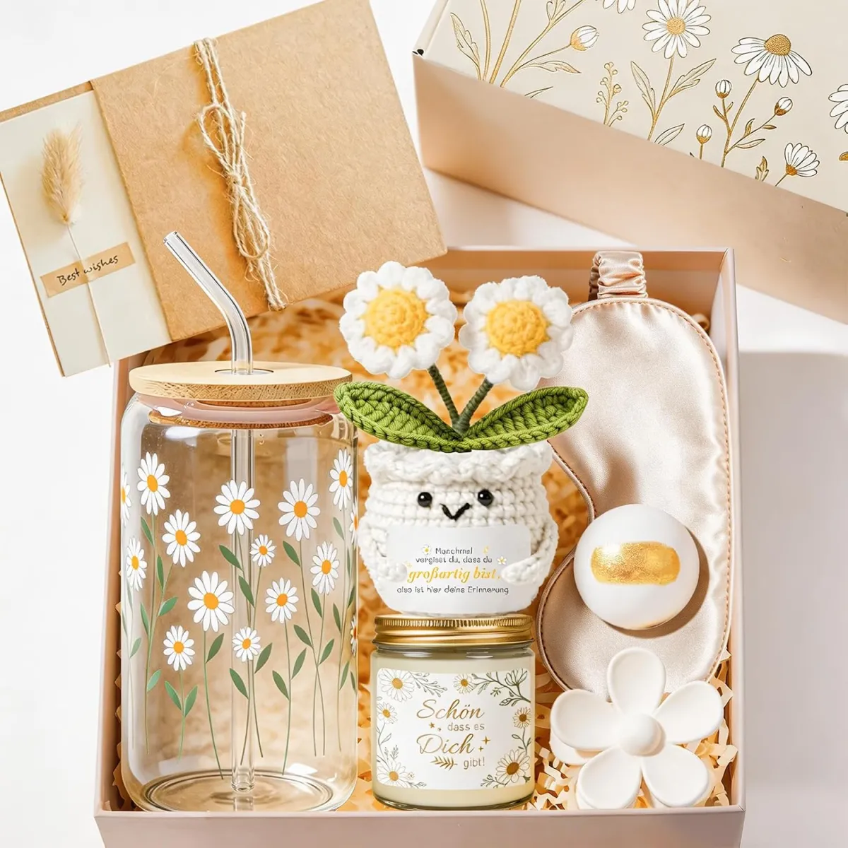 Wellness-Set mit gehäkeltem Gänseblümchen für Frauen