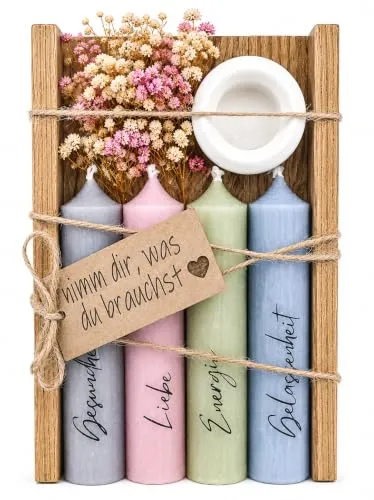 Kerzenset mit Halter & Trockenblume für Mama – Bild 2