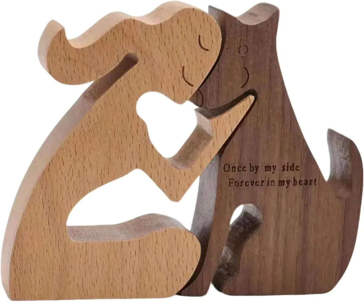 Holzfigur Mensch und Hund – Deko für Hundefreunde