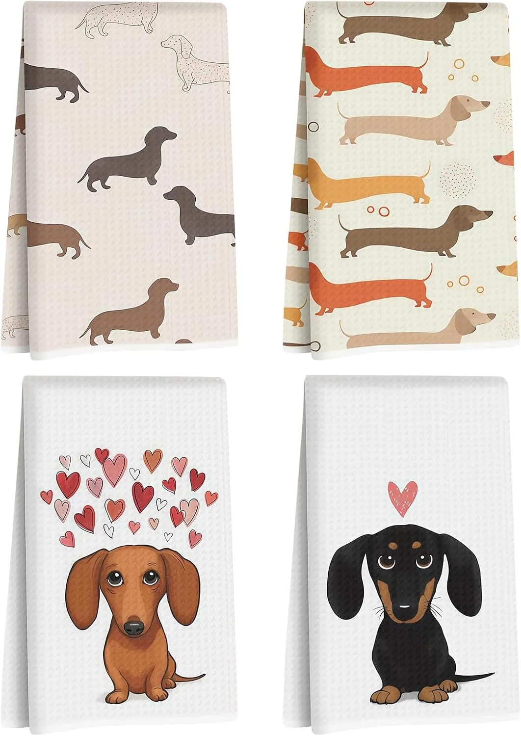 Geschirrtuch-Set mit Dackel-Motiv für Hundefans