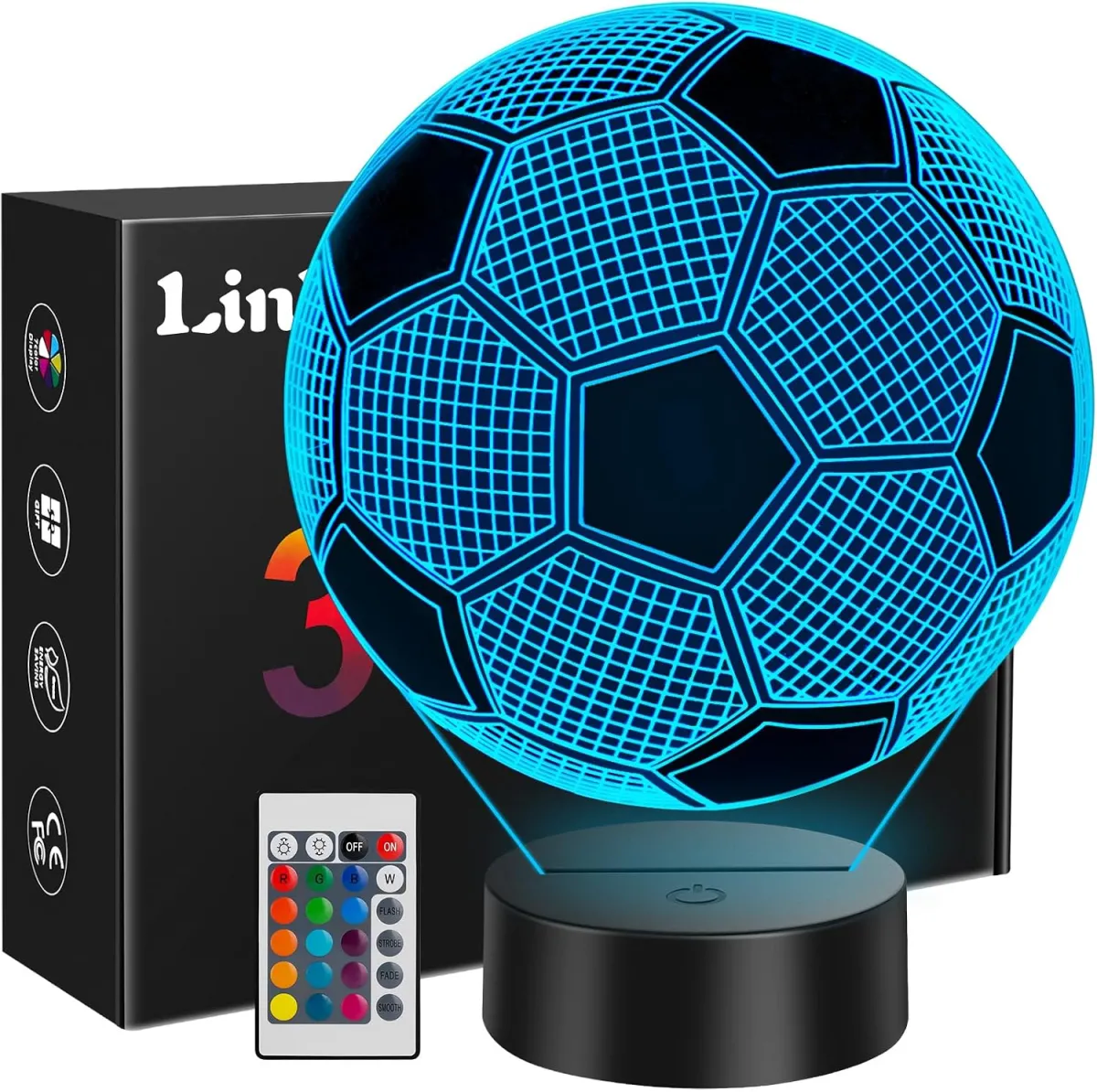 3D-Fußball-Nachtlicht für fußballbegeisterte Jungs
