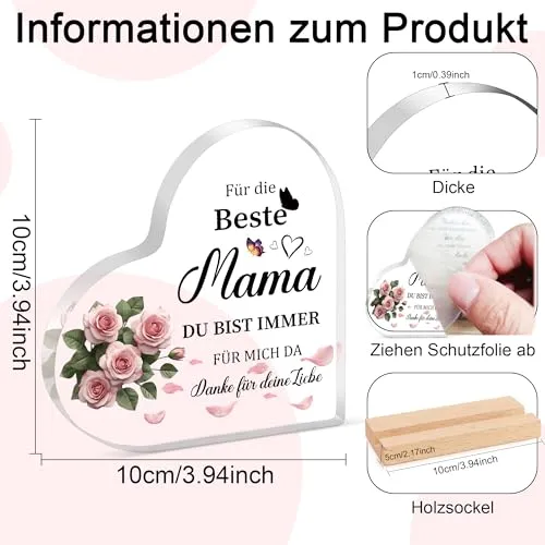 Herz-Aufsteller aus Acryl – Andenken für Mama – Bild 3