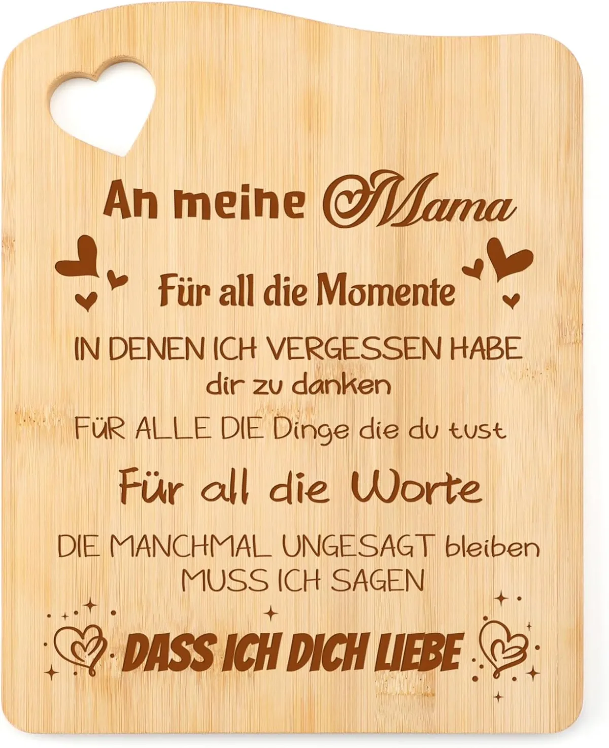 Bambus-Schneidebrett als Geschenk für Mama