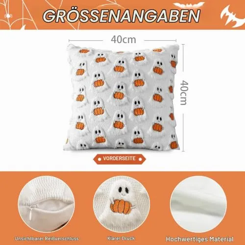 Geister-Kissenbezüge aus Plüsch – Deko zu Halloween – Bild 3