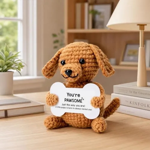 Gehäkelter Hund mit Spruchschild für Hundefans – Bild 3
