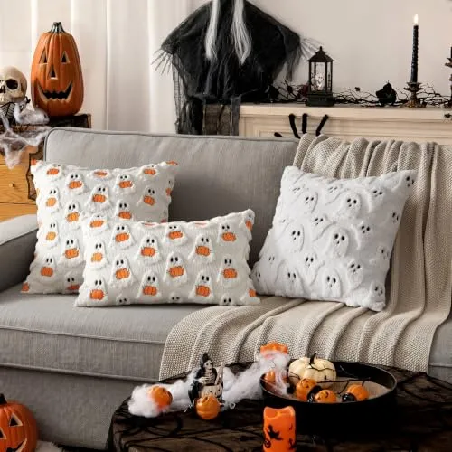 Halloween-Kissenbezug mit Geist und Kürbis – Bild 3
