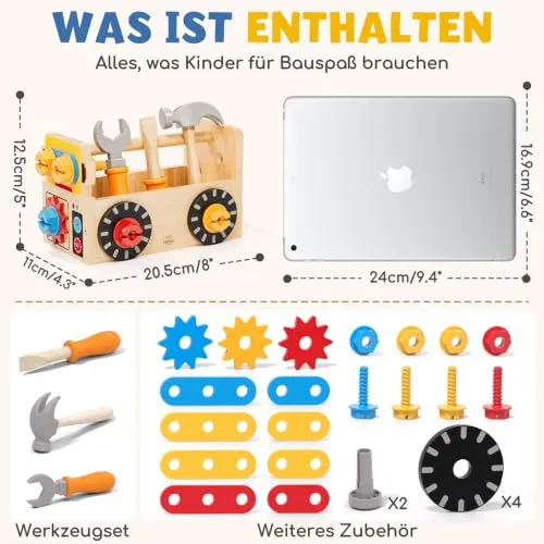 Werkzeugkoffer aus Holz für kleine Handwerker ab 2 – Bild 3