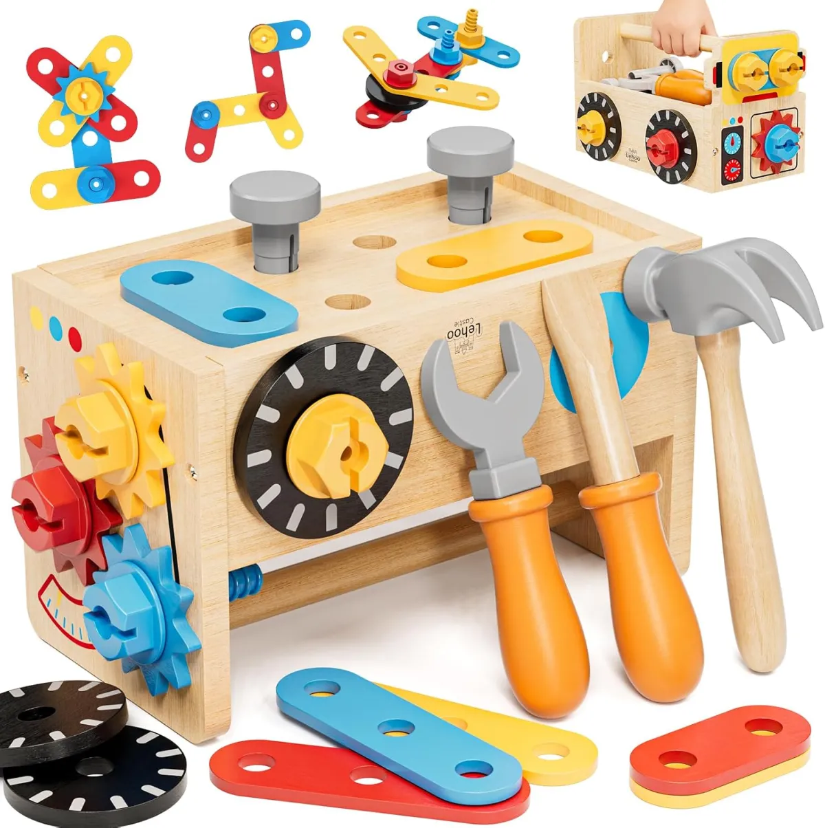 Werkzeugkoffer aus Holz für kleine Handwerker ab 2