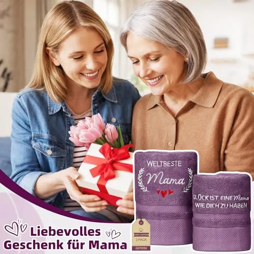 Besticktes Handtuch-Set als Geschenk für Mama – Bild 3