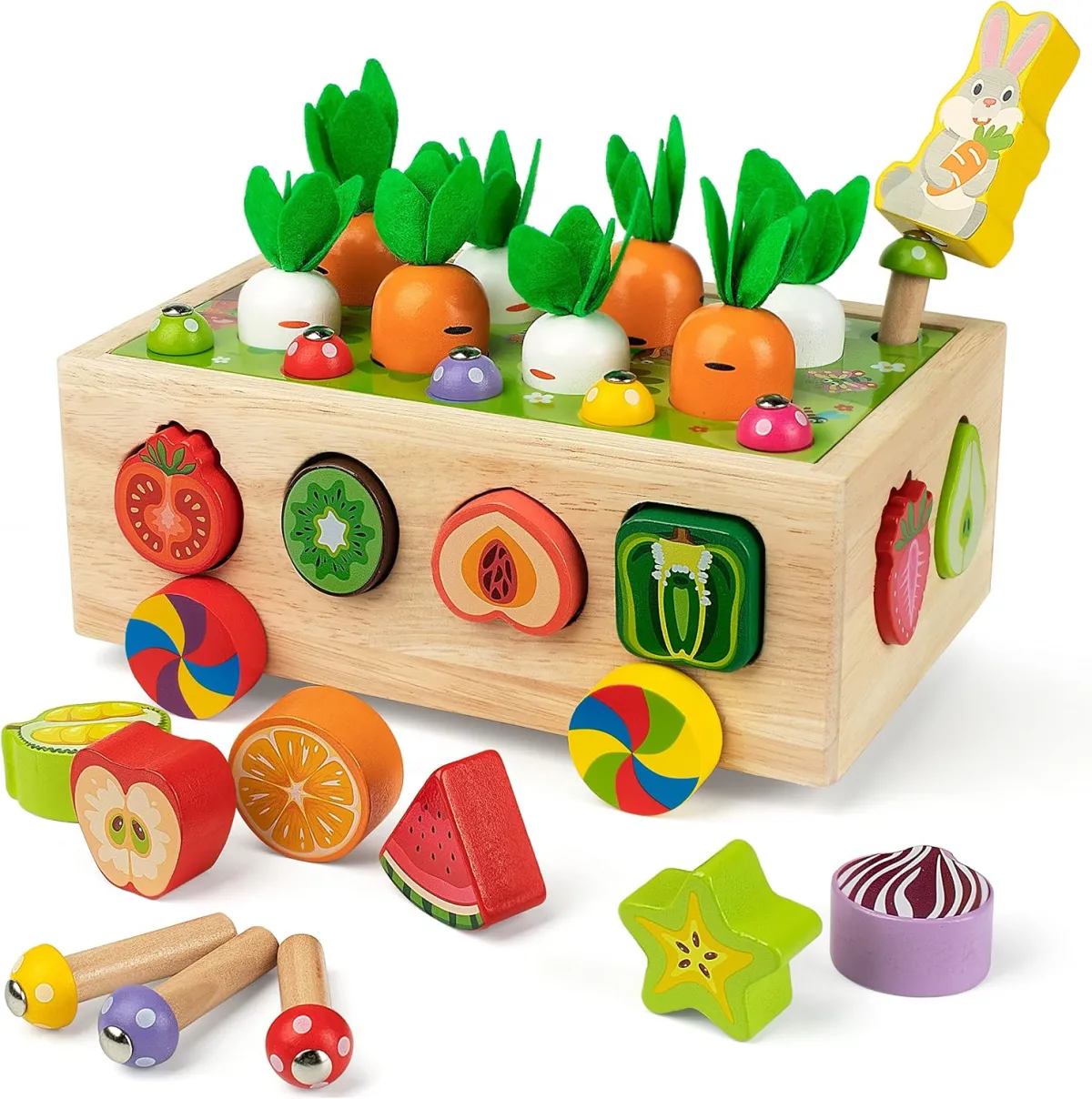 Holz-Erntewagen – Montessori-Spielzeug für Kleinkinder