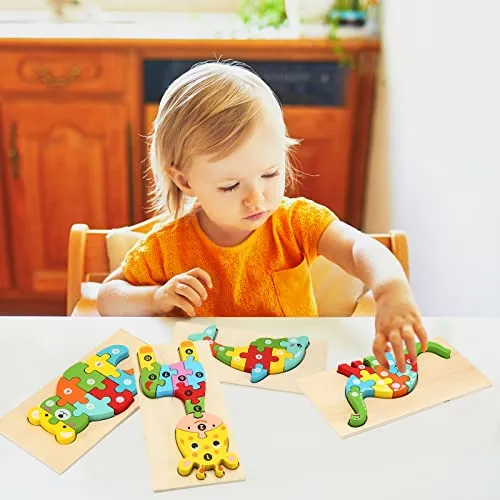 Holzpuzzle-Set mit Tieren für Kleinkinder ab 1 Jahr – Bild 3