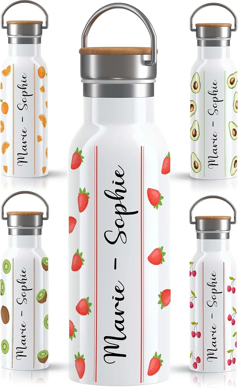 Personalisierte Thermosflasche mit Früchte-Motiv