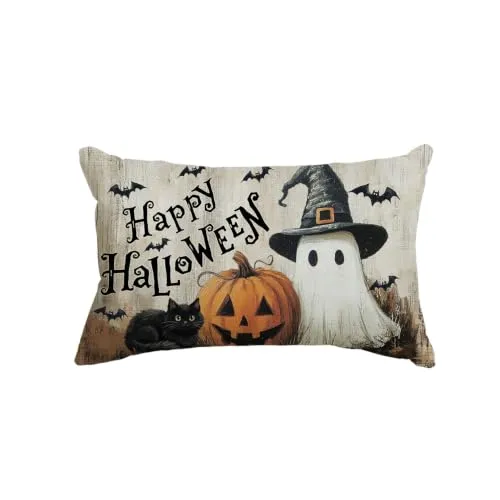 Halloween-Kissenbezug mit Katze und Kürbis – Bild 2
