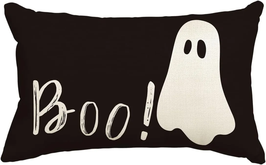 Kissenbezug mit Geist-Motiv – Deko-Idee zu Halloween