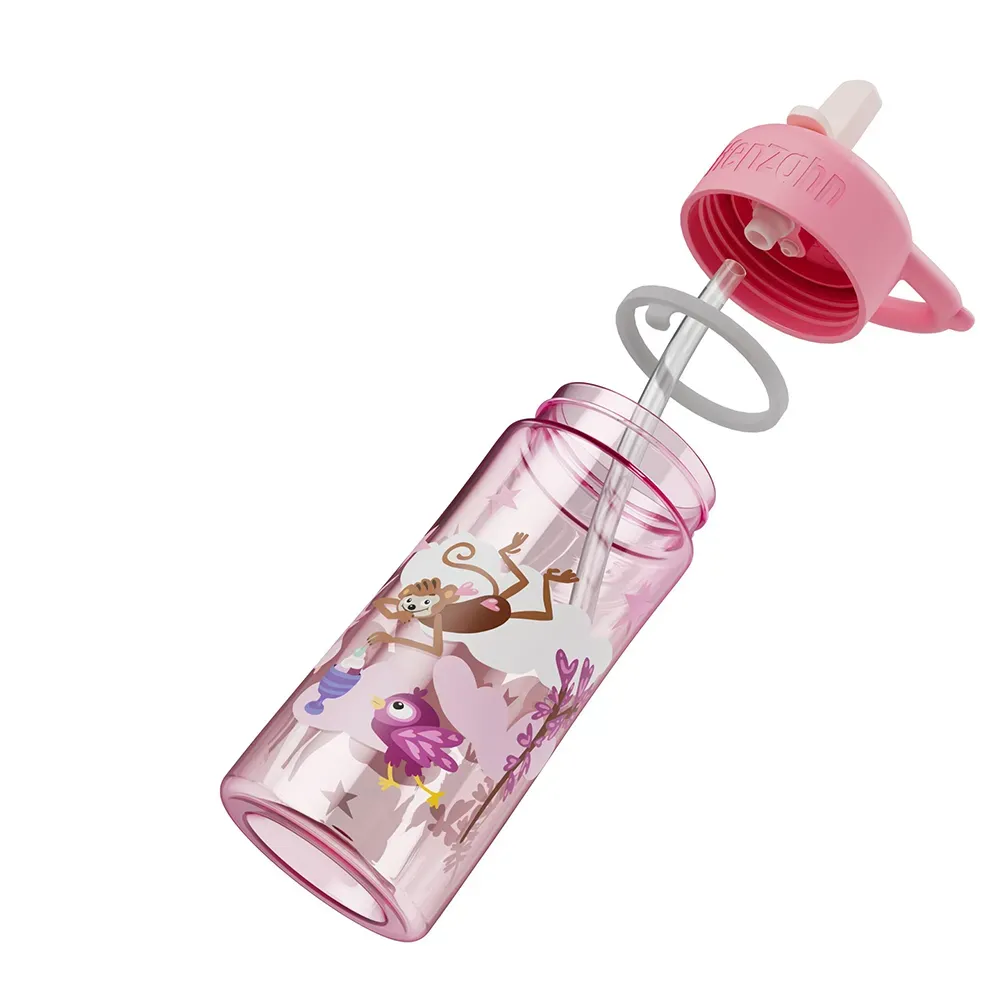 Trinkflasche für Kinder mit Strohhalm und Trinkverschluss – Bild 3
