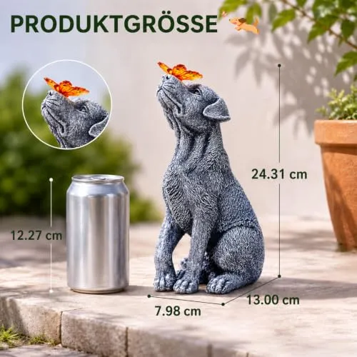 Solar-Hundefigur mit Schmetterling für den Garten – Bild 3