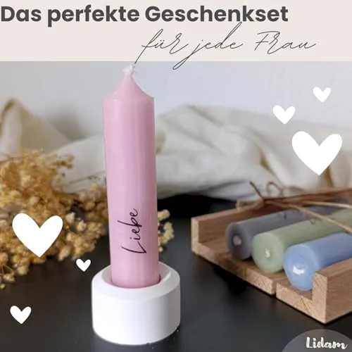 Kerzenset mit Halter & Trockenblume für Mama – Bild 3