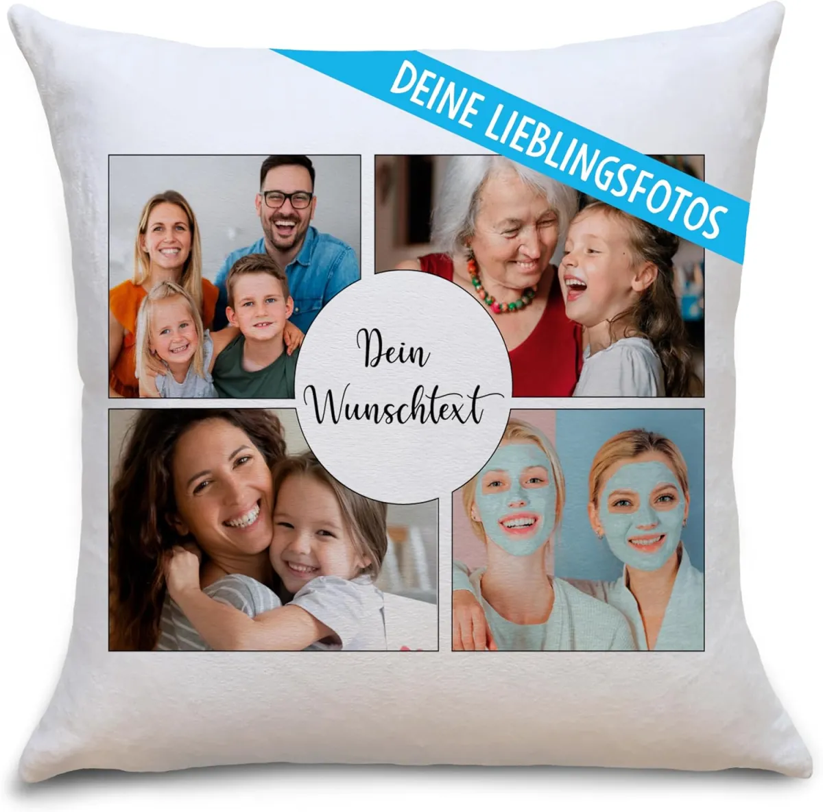 Fotokissen mit eigenen Bildern und Wunschtext