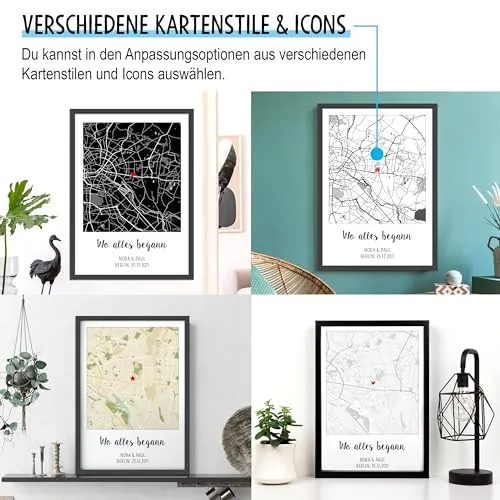 Personalisierte Landkarte zum Jahrestag für Paare – Bild 4